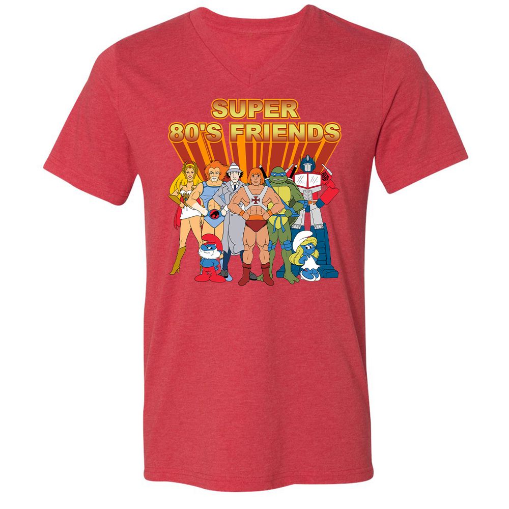 Unisex V-Neck T-Shirt - LXBDKXS9 - Heather Red - 16