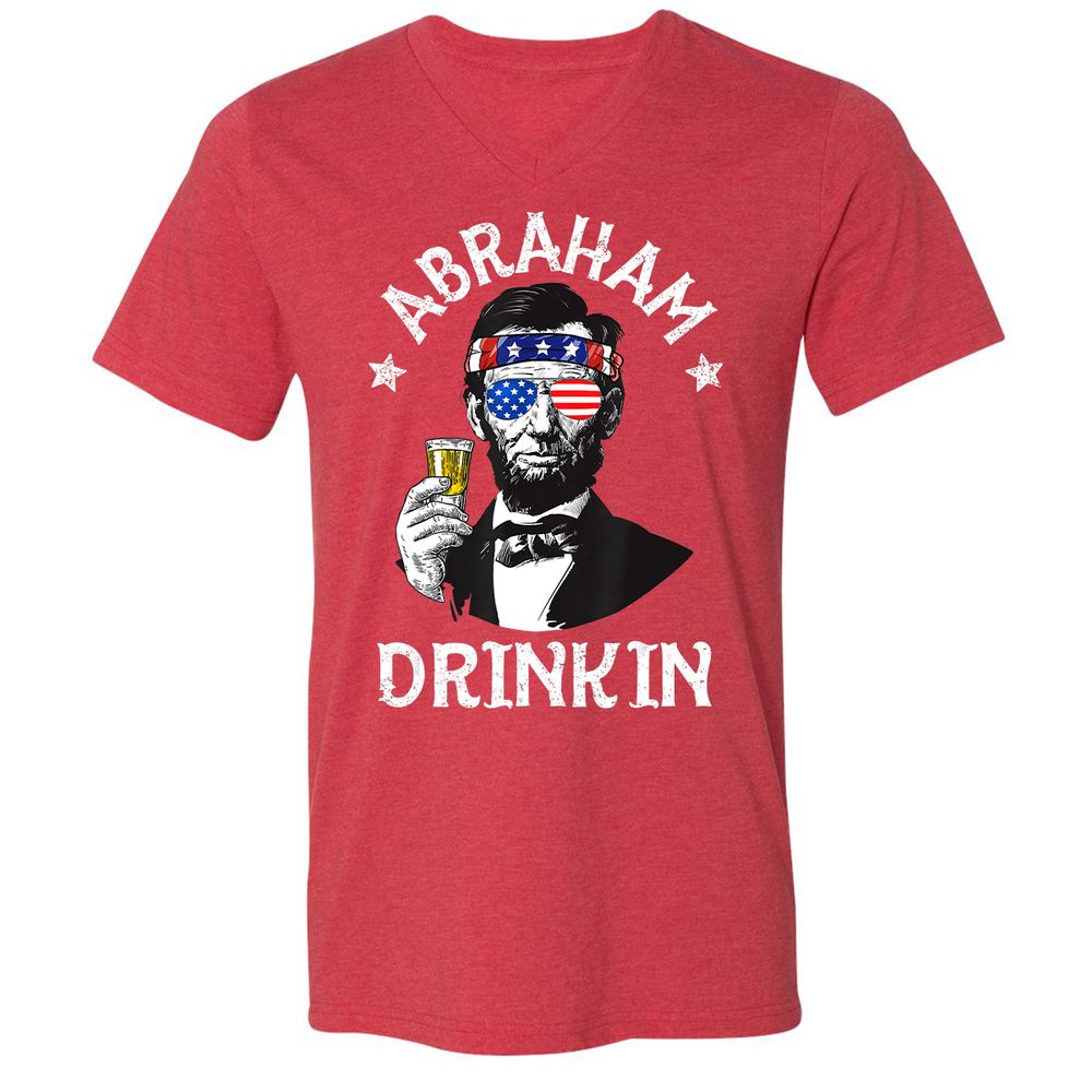 Unisex V-Neck T-Shirt - J3BXWSQ2 - Heather Red - 16