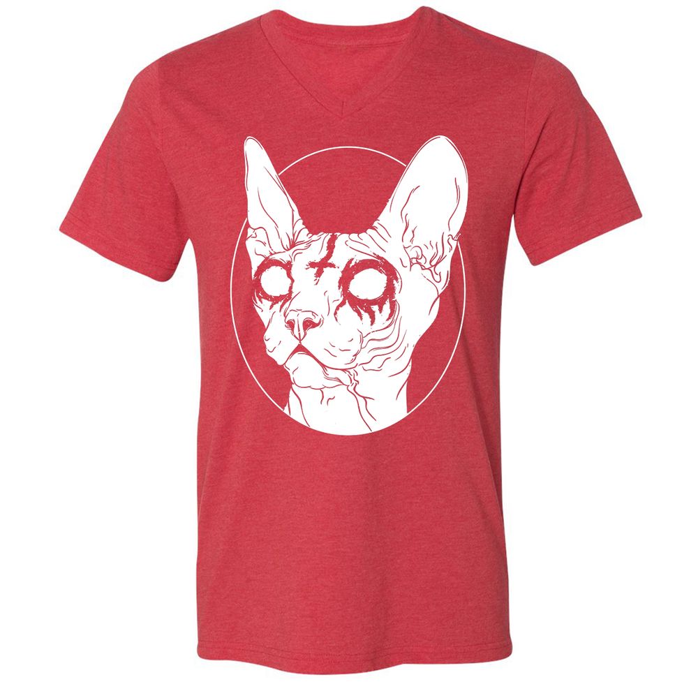 Unisex V-Neck T-Shirt - XN97RFH6 - Heather Red - 16