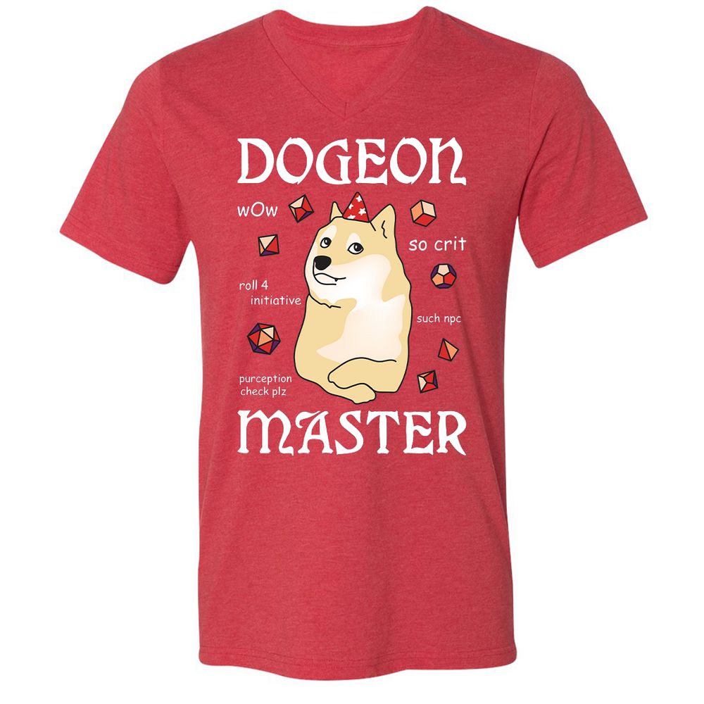 Unisex V-Neck T-Shirt - MUXUJ7DC - Heather Red - 16