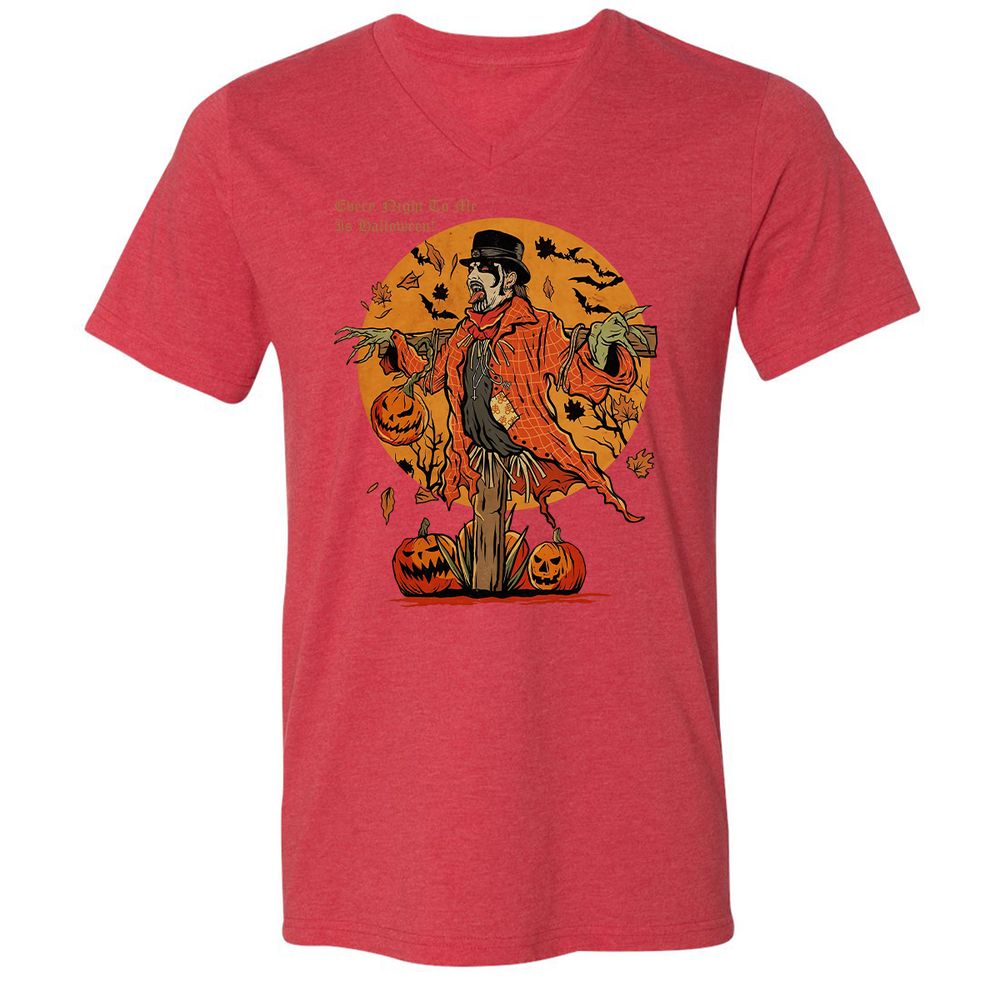 Unisex V-Neck T-Shirt - UZZTZLWU - Heather Red - 16