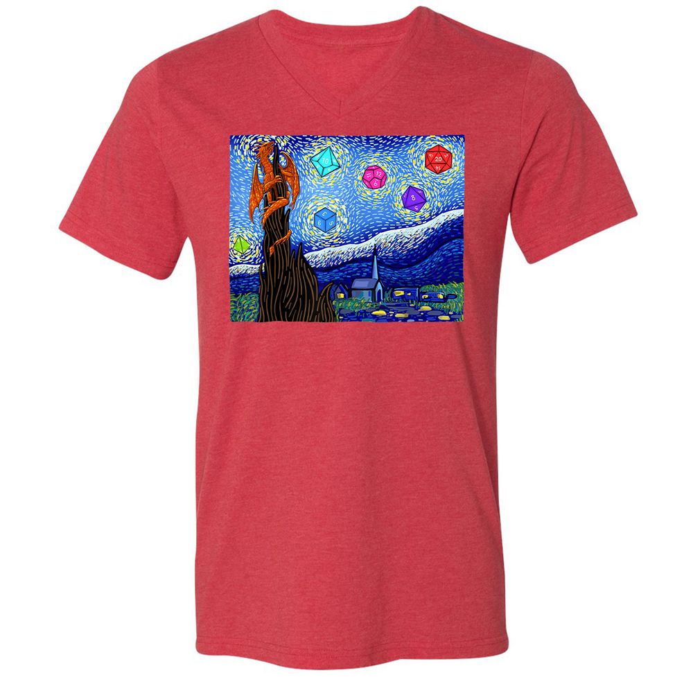 Unisex V-Neck T-Shirt - 8C2AH9VL - Heather Red - 16