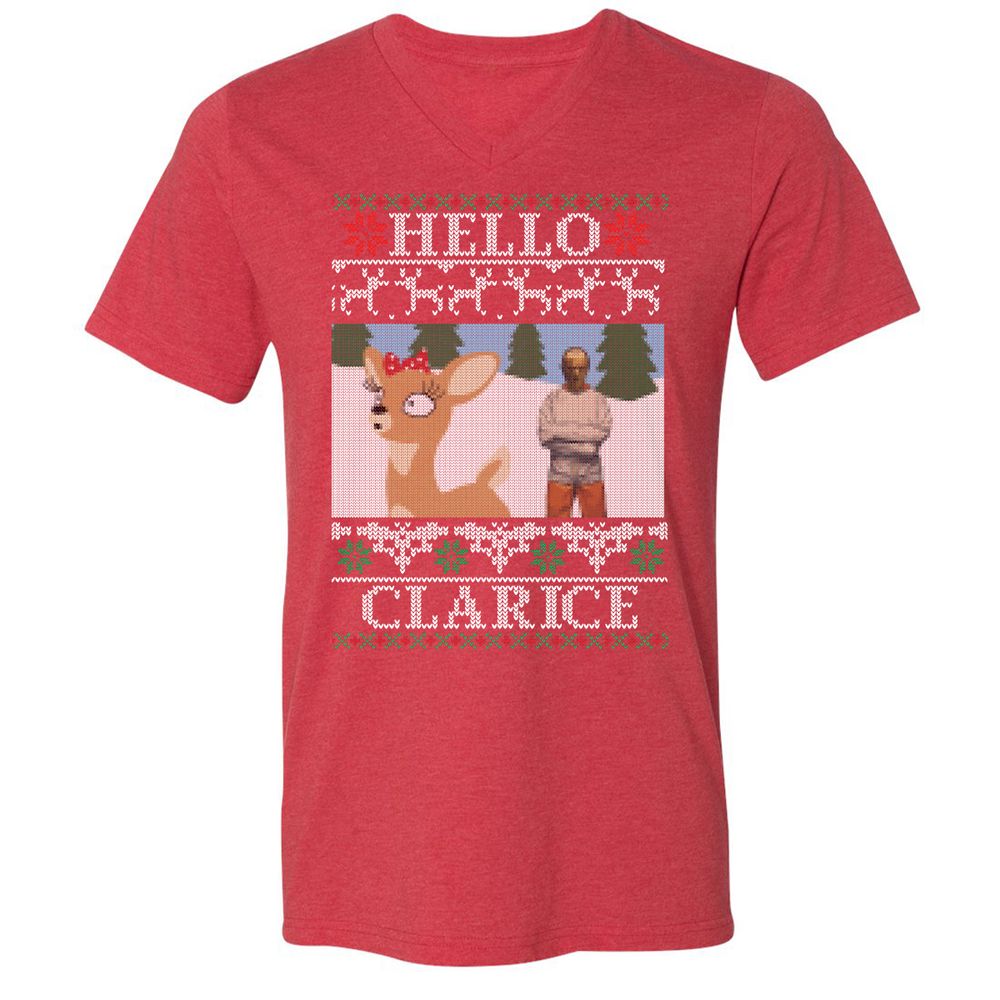 Unisex V-Neck T-Shirt - CLJSDPDF - Heather Red - 16