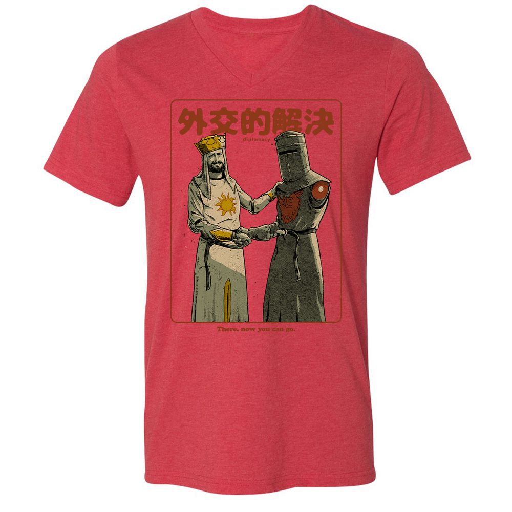 Unisex V-Neck T-Shirt - JYQ3AGJL - Heather Red - 16