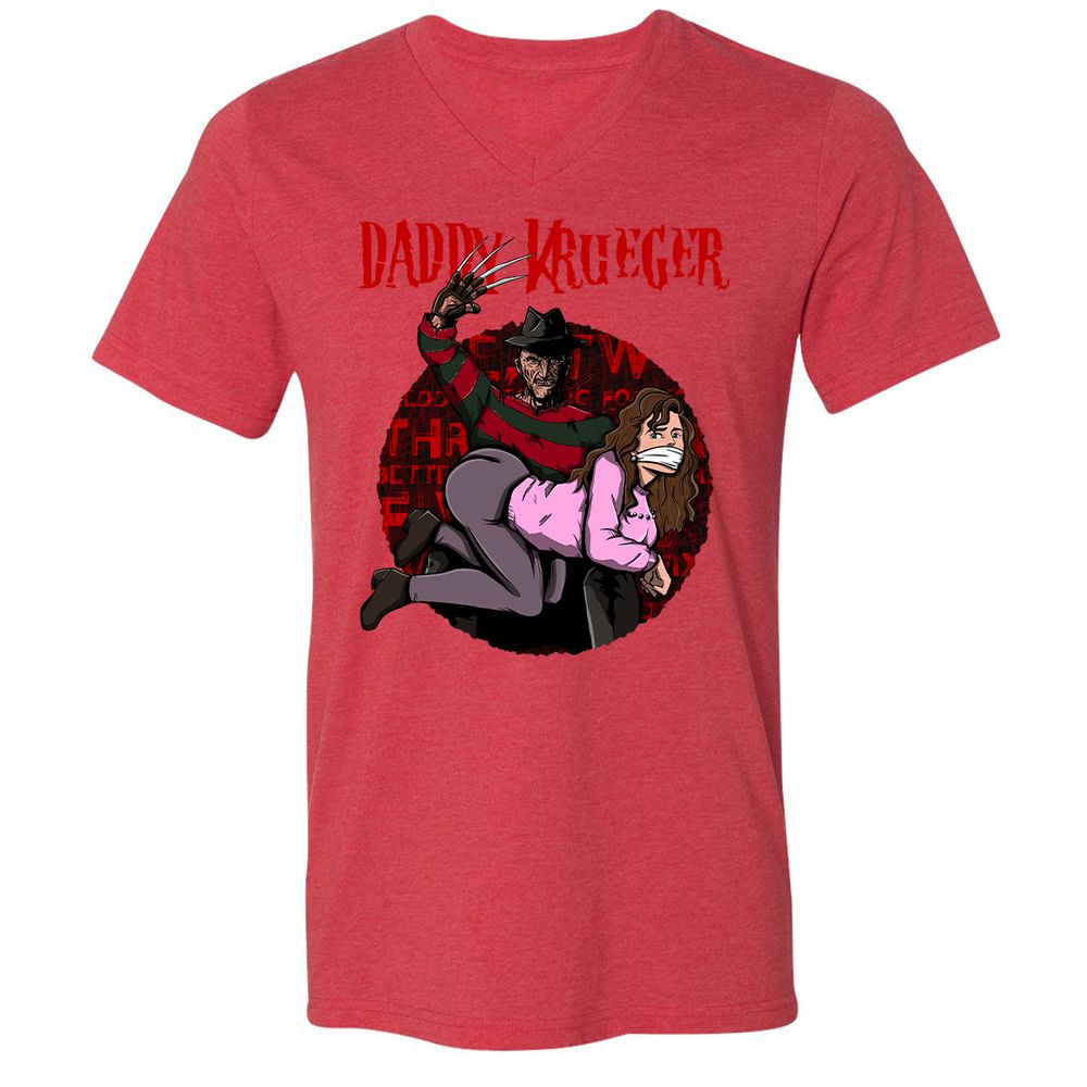 Unisex V-Neck T-Shirt - YPP7BFRF - Heather Red - 16