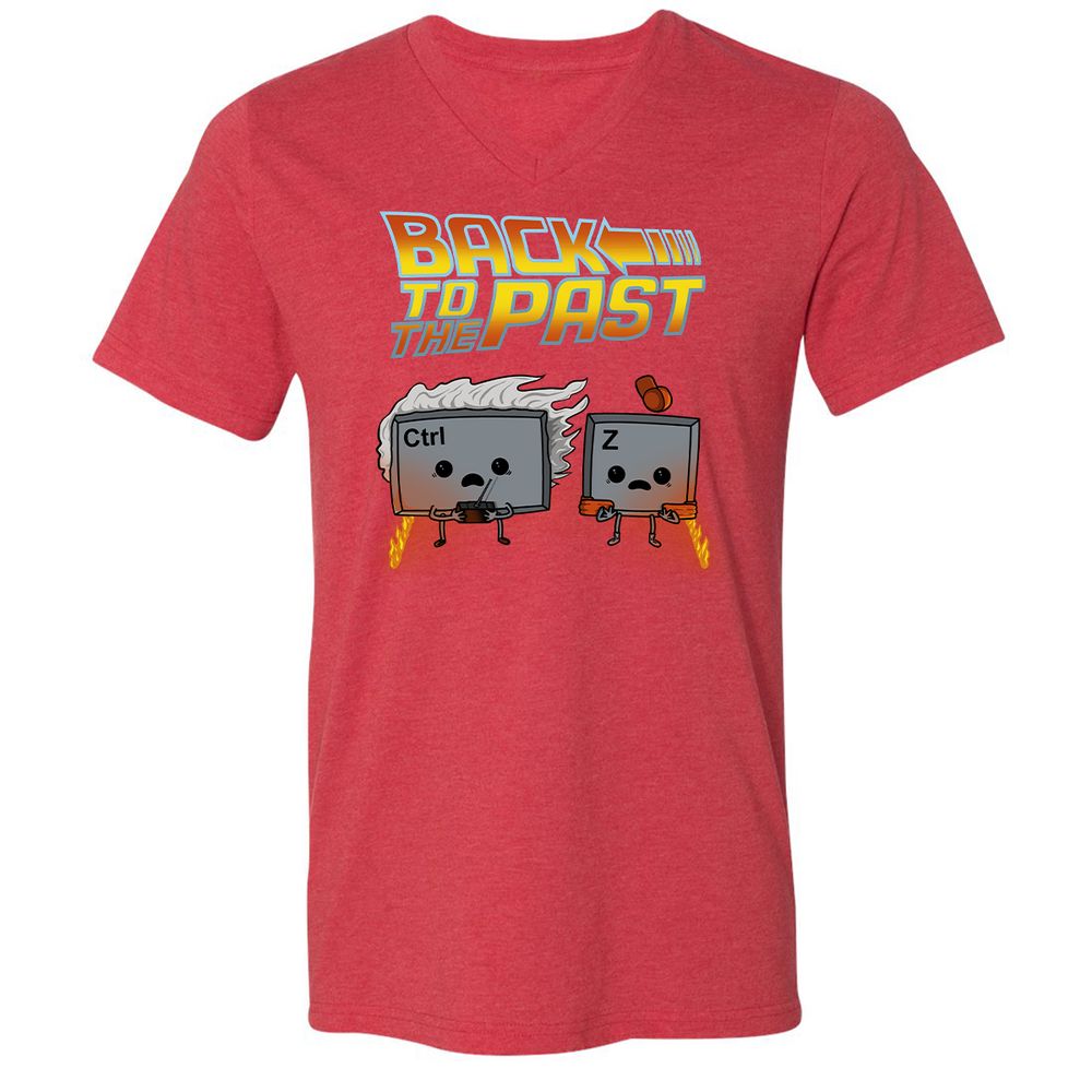 Unisex V-Neck T-Shirt - 8Y6F1LN1 - Heather Red - 16