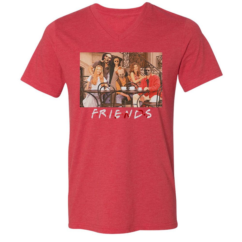 Unisex V-Neck T-Shirt - A5GZC4RV - Heather Red - 16