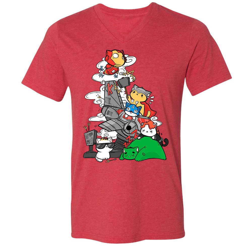 Unisex V-Neck T-Shirt - GMAU33EJ - Heather Red - 16