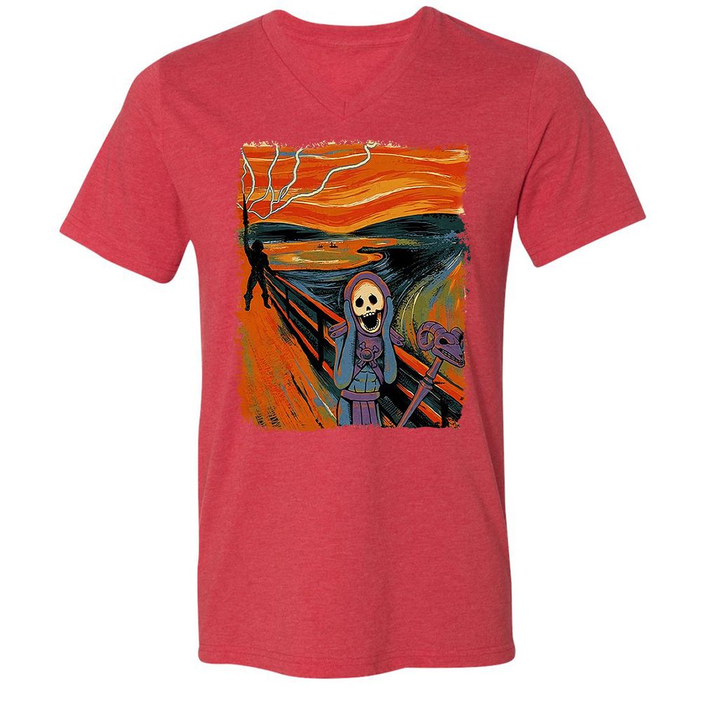 Unisex V-Neck T-Shirt - VSHACUC5 - Heather Red - 16