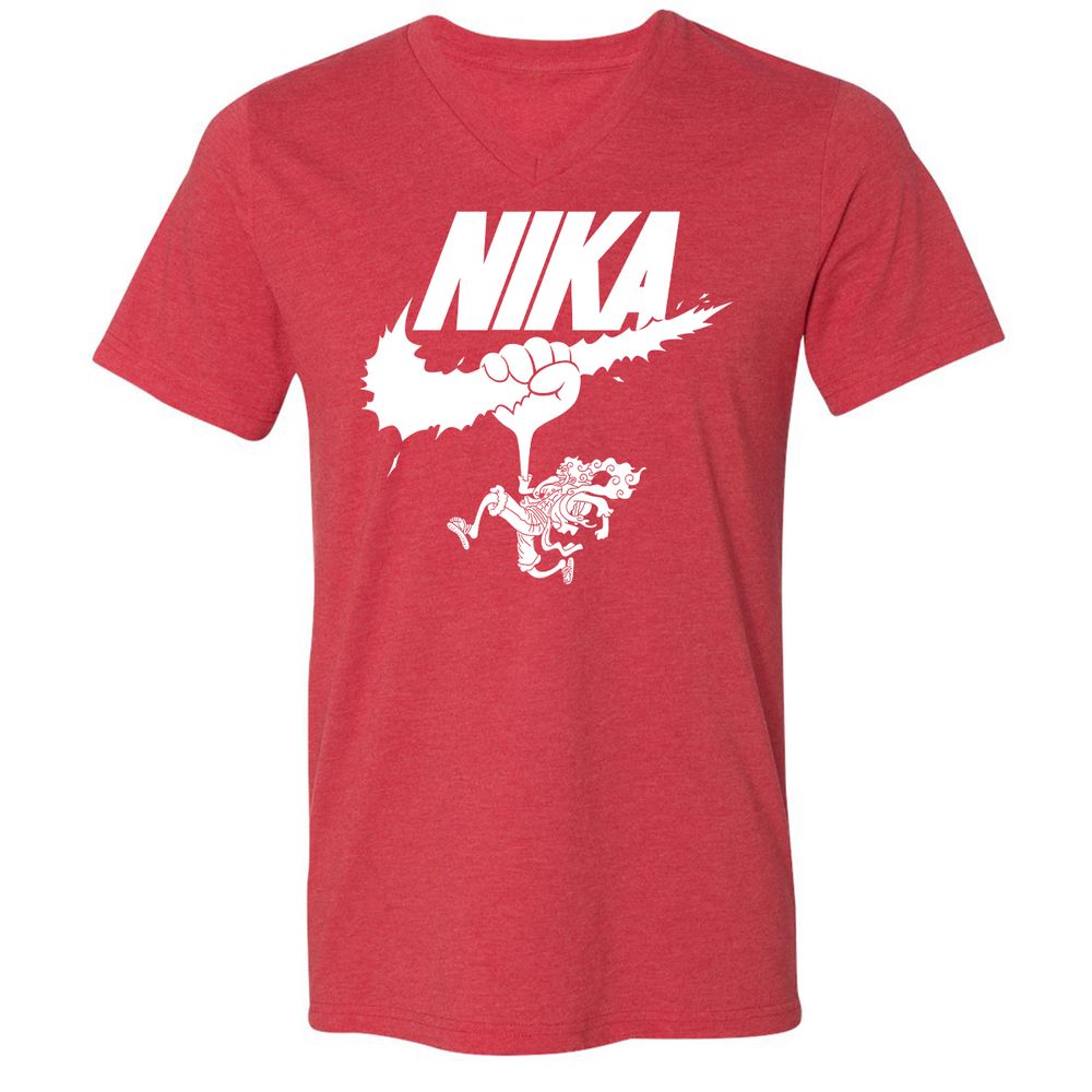 Unisex V-Neck T-Shirt - 8J69X42U - Heather Red - 16