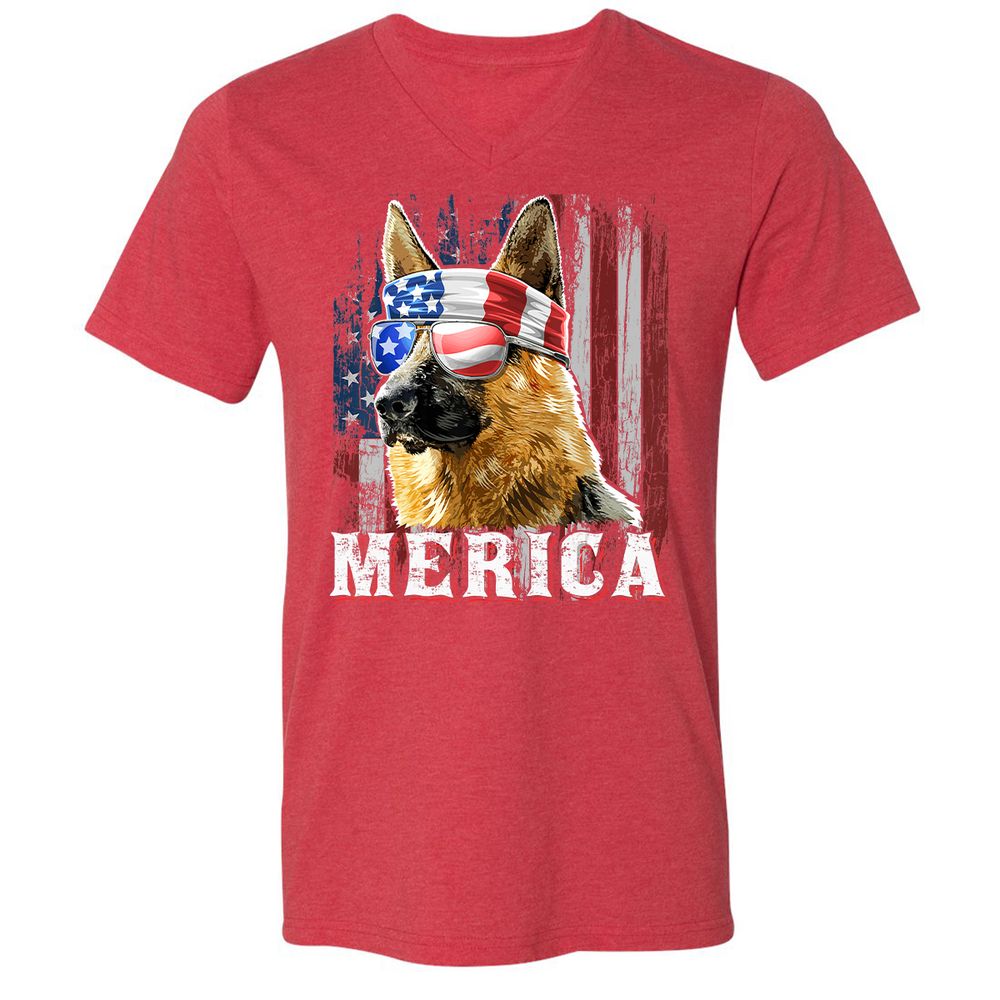 Unisex V-Neck T-Shirt - Q5F2LQ4F - Heather Red - 16