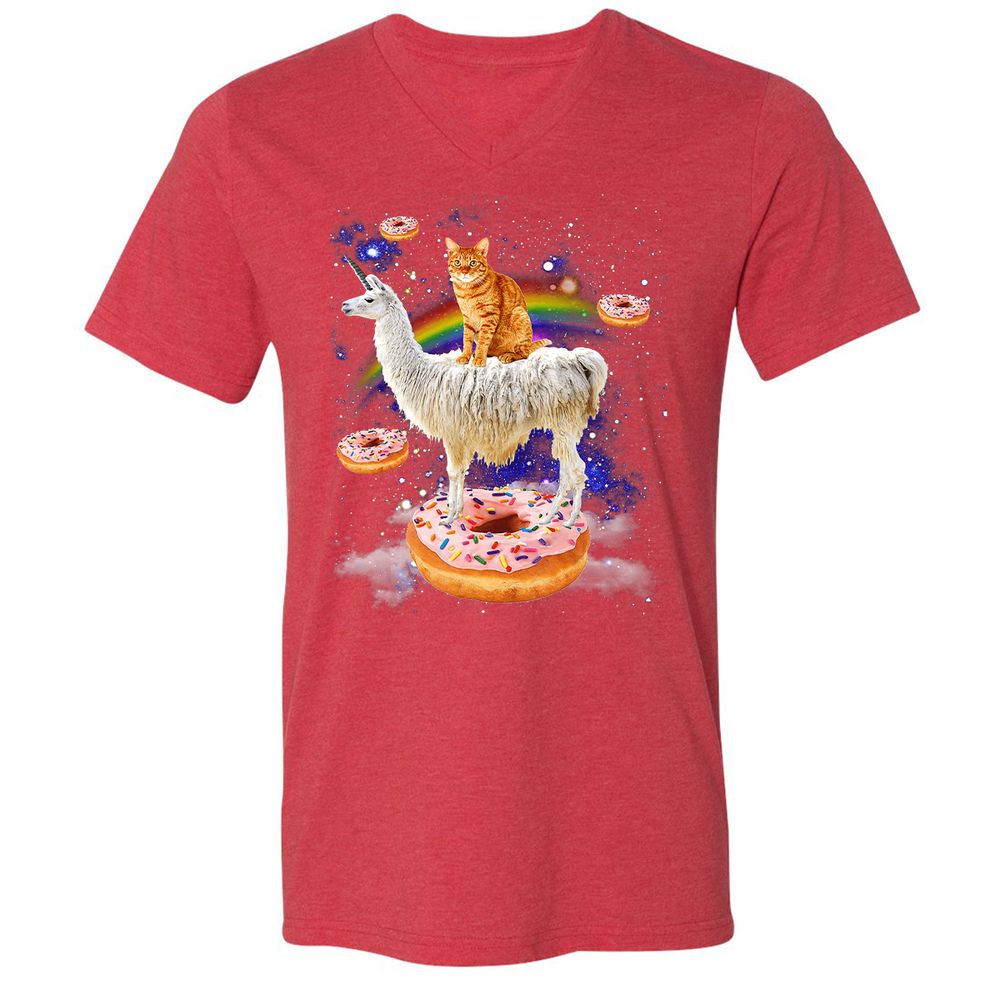 Unisex V-Neck T-Shirt - 4SMALEQW - Heather Red - 16