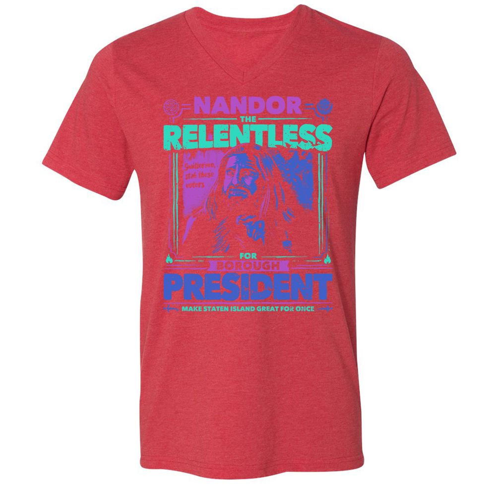 Unisex V-Neck T-Shirt - JHBWRX49 - Heather Red - 16