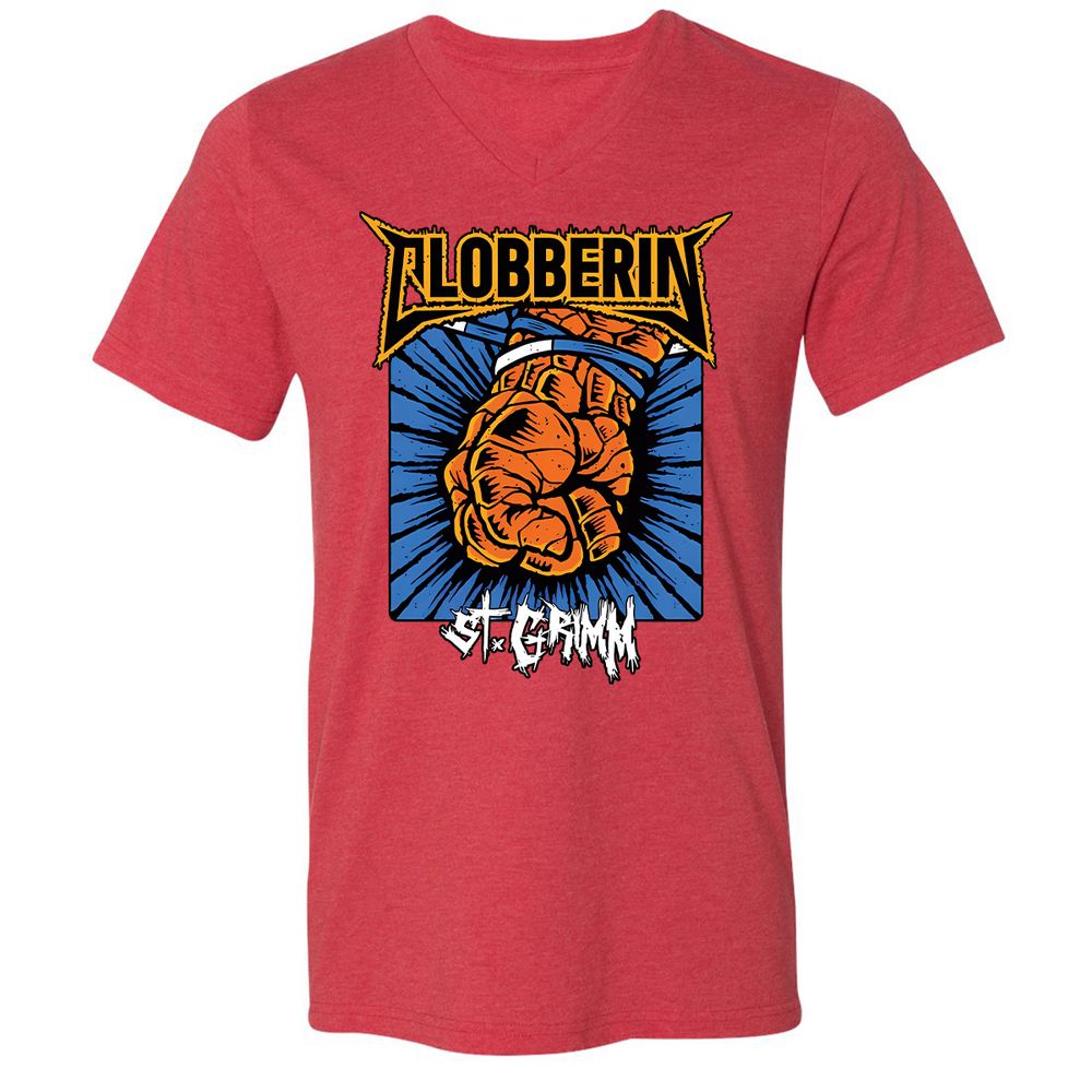 Unisex V-Neck T-Shirt - 31B6DKMJ - Heather Red - 16
