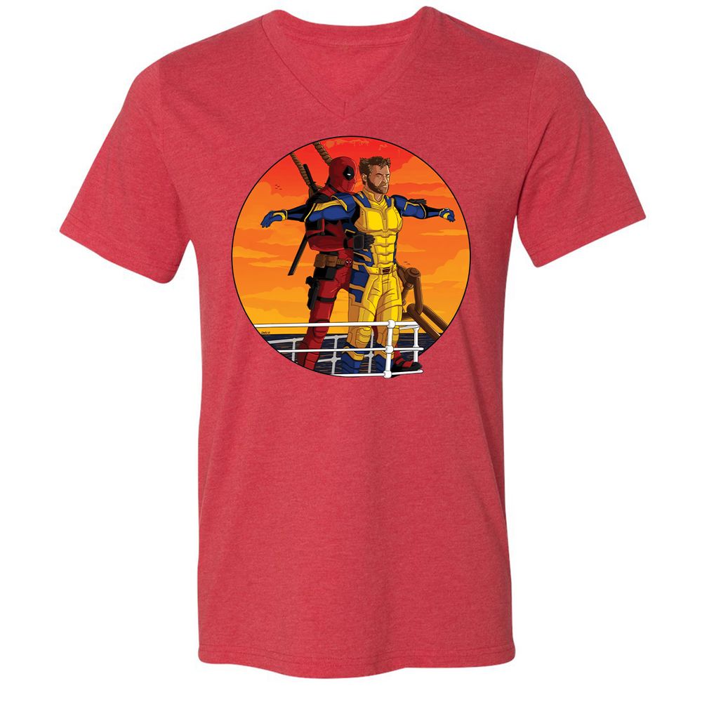 Unisex V-Neck T-Shirt - 1J8ZB4R5 - Heather Red - 16