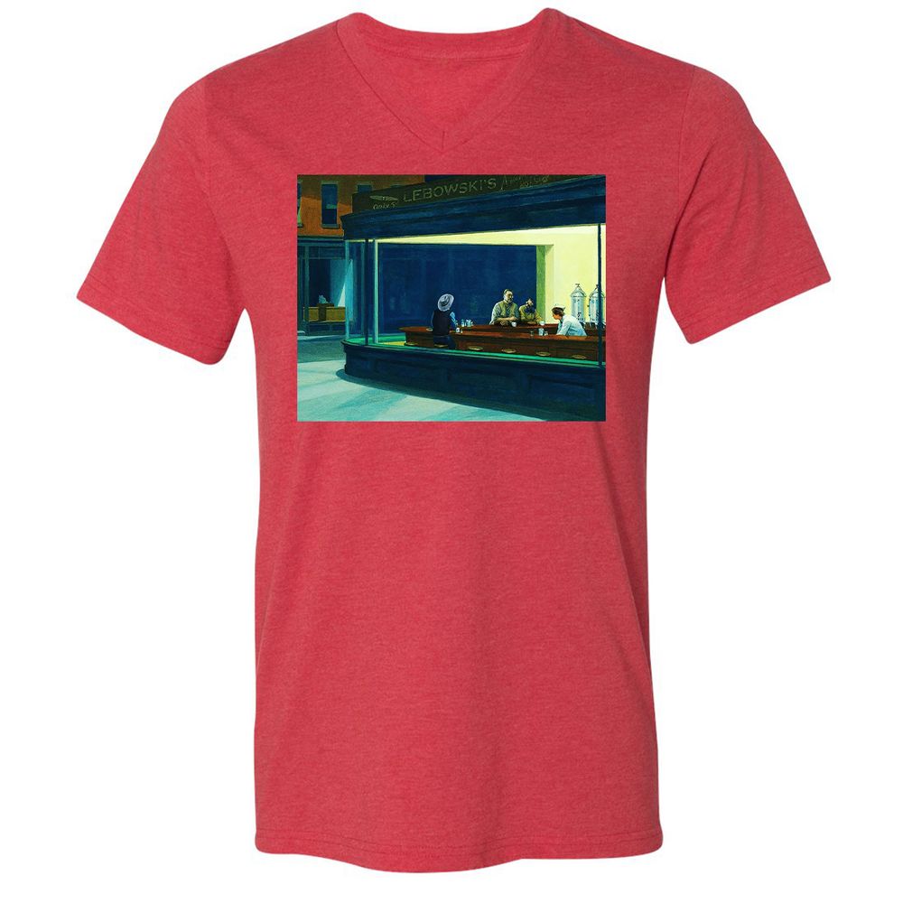 Unisex V-Neck T-Shirt - H44PJC6B - Heather Red - 16