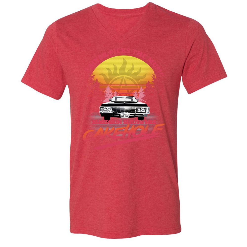 Unisex V-Neck T-Shirt - BB5UDQZY - Heather Red - 16