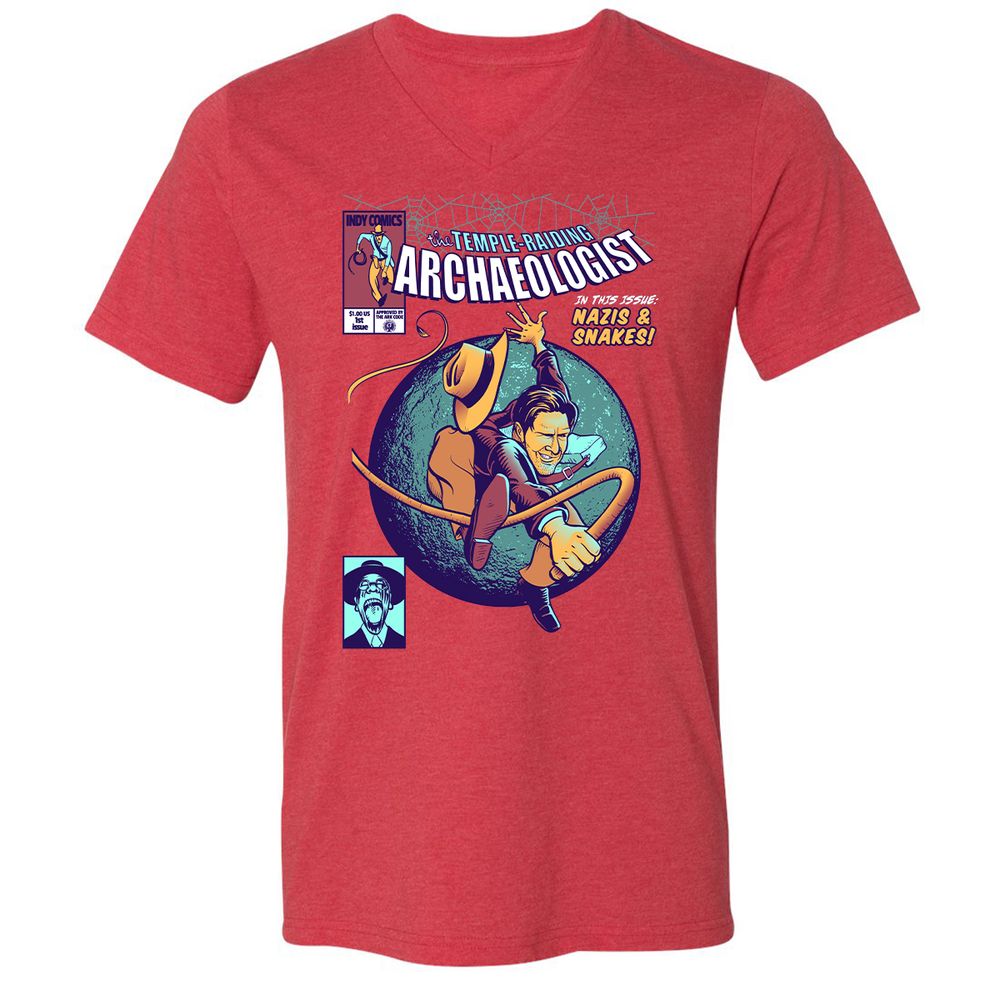 Unisex V-Neck T-Shirt - BNNYYSX8 - Heather Red - 16