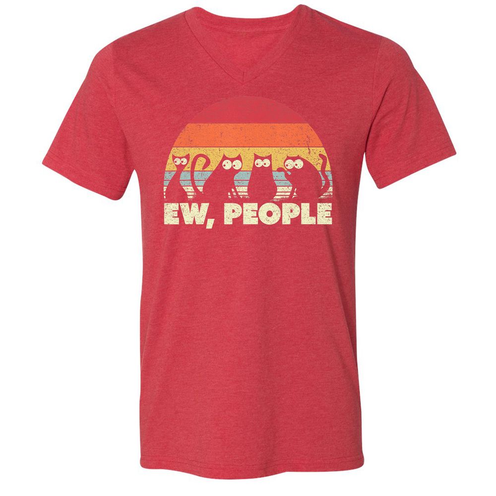 Unisex V-Neck T-Shirt - QCR5CSGQ - Heather Red - 16