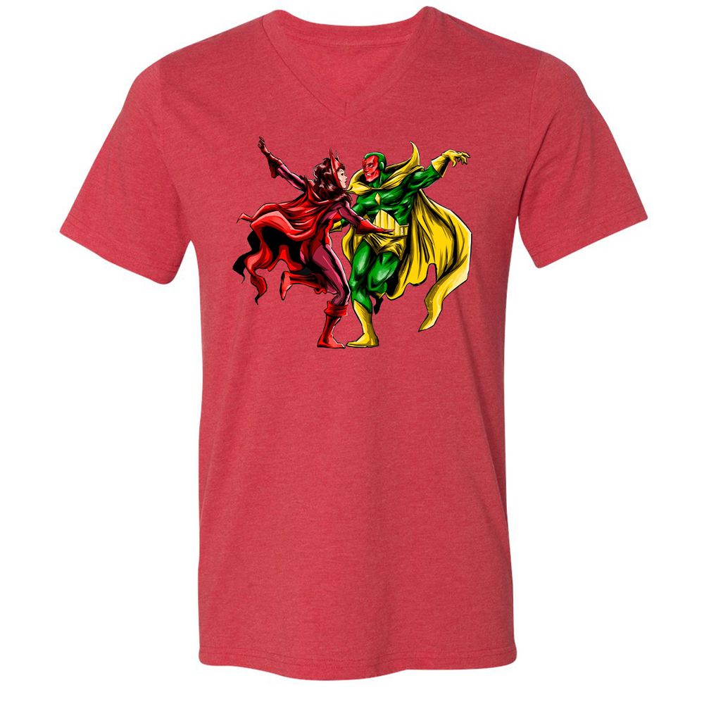 Unisex V-Neck T-Shirt - S7WFCRMB - Heather Red - 16