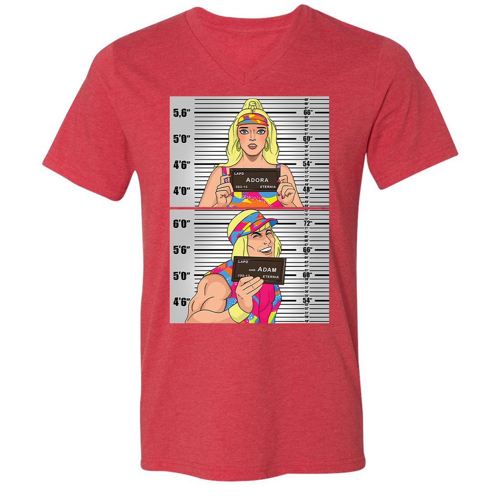 Unisex V-Neck T-Shirt - 3FV6U3B2 - Heather Red - 16