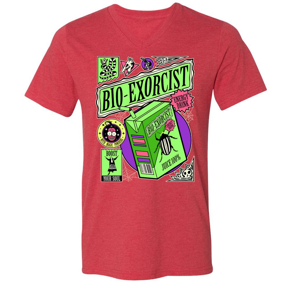 Unisex V-Neck T-Shirt - MJYZQLCX - Heather Red - 16