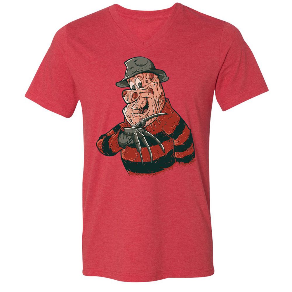 Unisex V-Neck T-Shirt - 45D2U3JH - Heather Red - 16