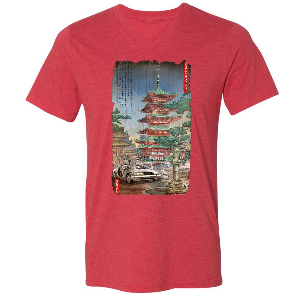 Unisex V-Neck T-Shirt - EDLBJANP - Heather Red - 16