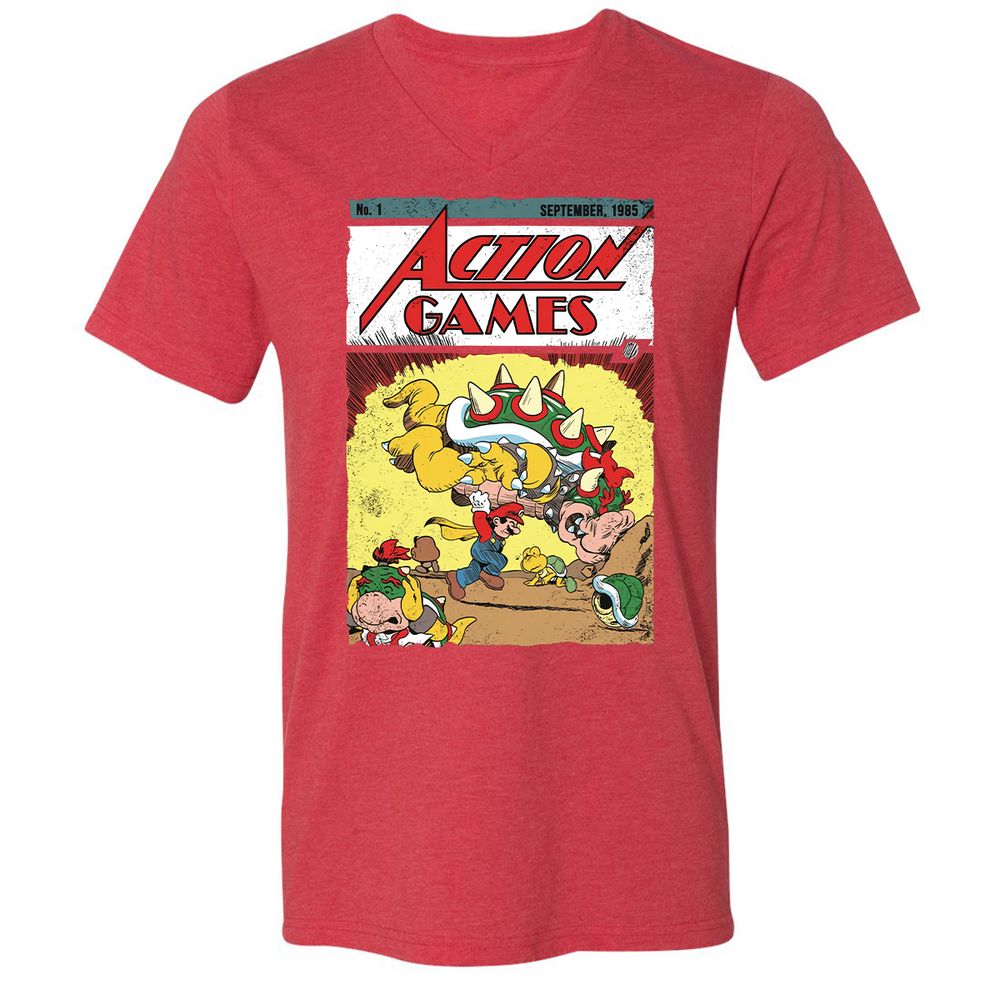 Unisex V-Neck T-Shirt - TXFW73NM - Heather Red - 16