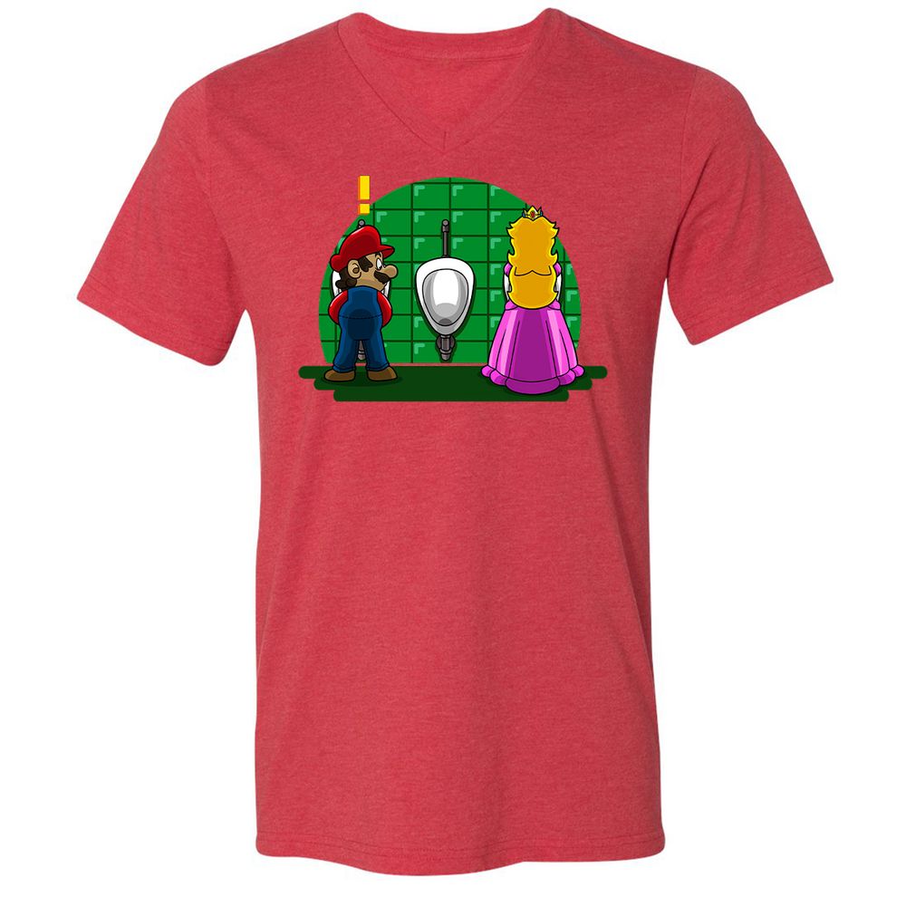 Unisex V-Neck T-Shirt - SSHLUPAG - Heather Red - 16