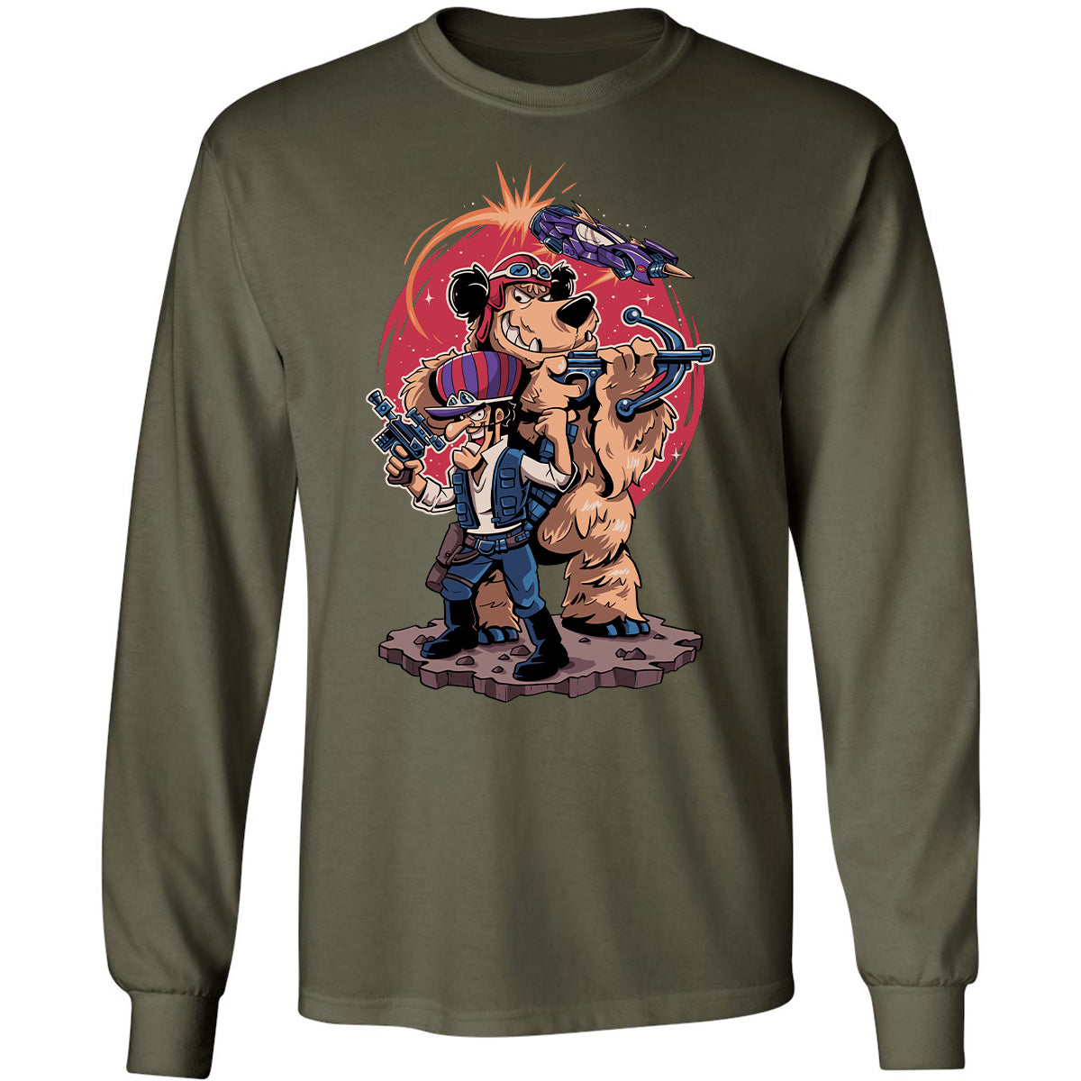 Long Sleeve T-Shirt - J1BXLWZD - Military Green - 16