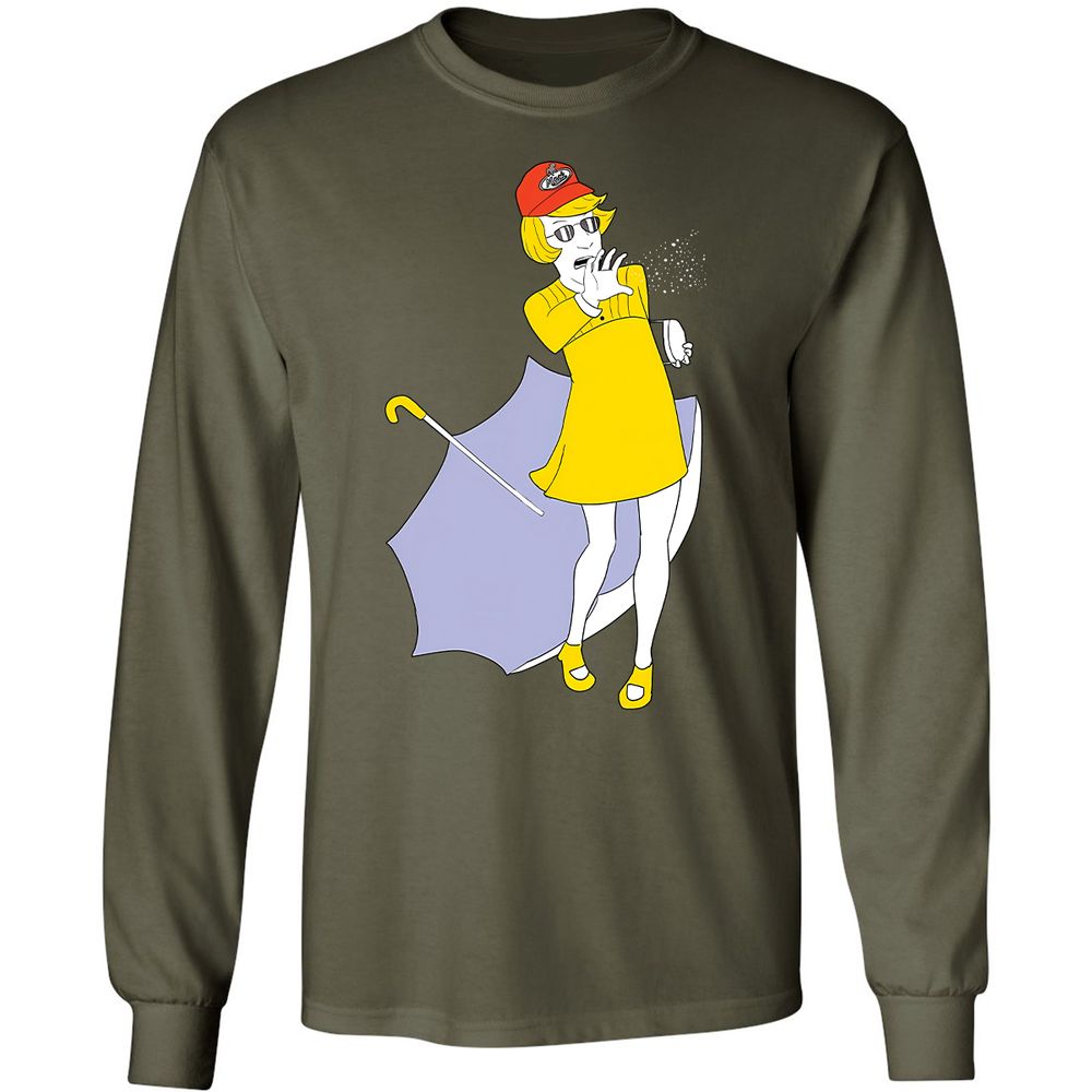 Long Sleeve T-Shirt - BBJX6QD9 - Military Green - 16