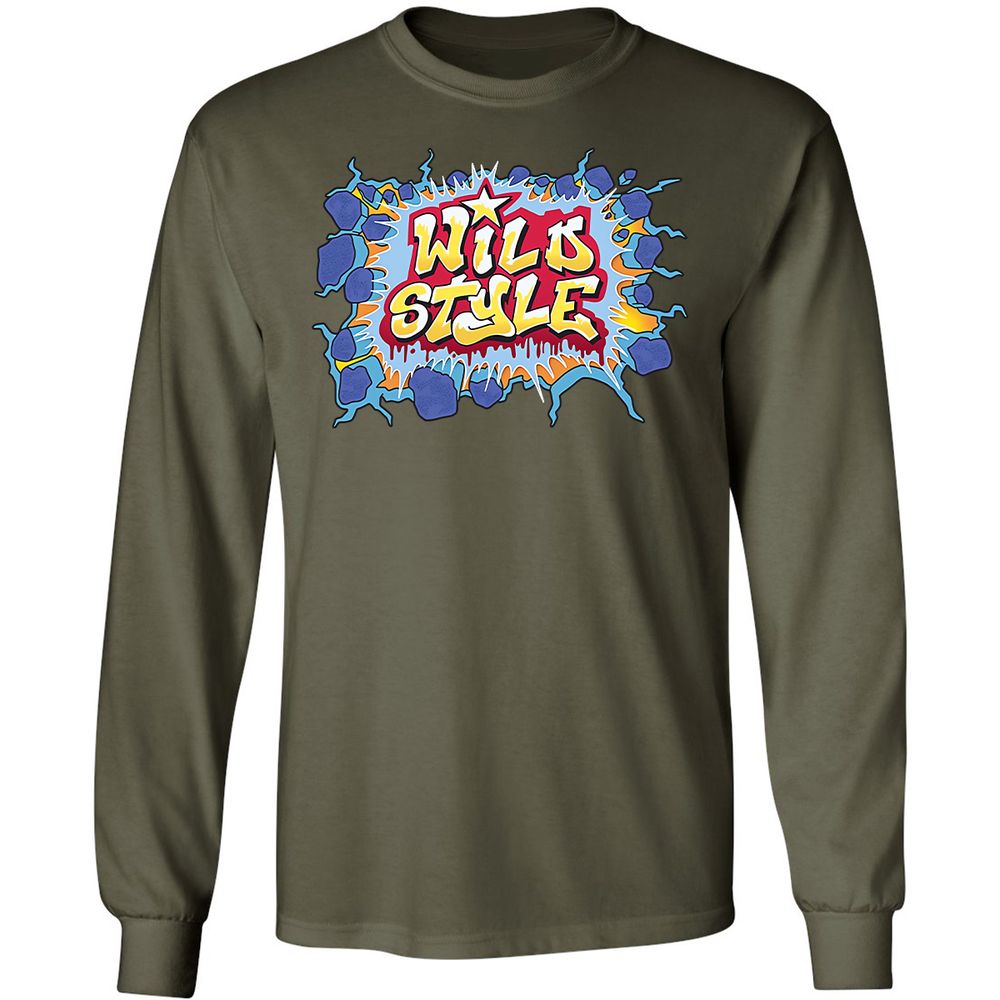Long Sleeve T-Shirt - Black - Military Green - 16