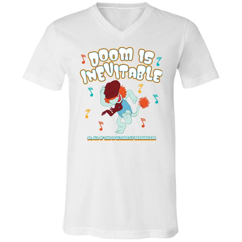 Unisex V-Neck T-Shirt - QKK5GVSX - White - 16