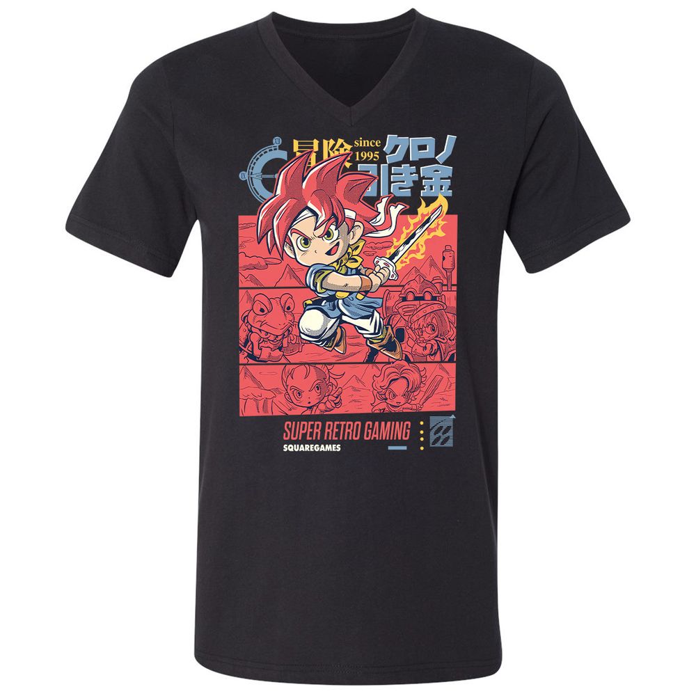 Unisex V-Neck T-Shirt - W85UQ4VY - Black - 1