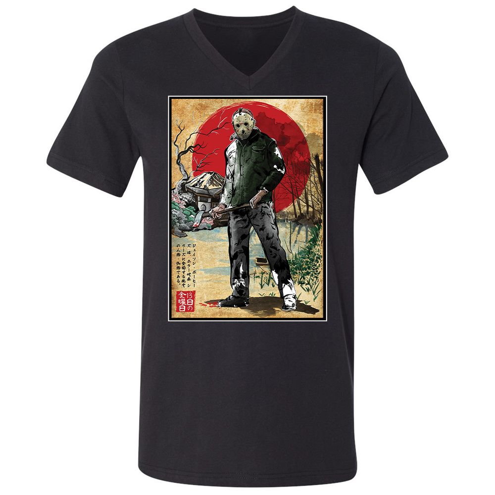 Unisex V-Neck T-Shirt - 6VH9C7LV - Black - 1