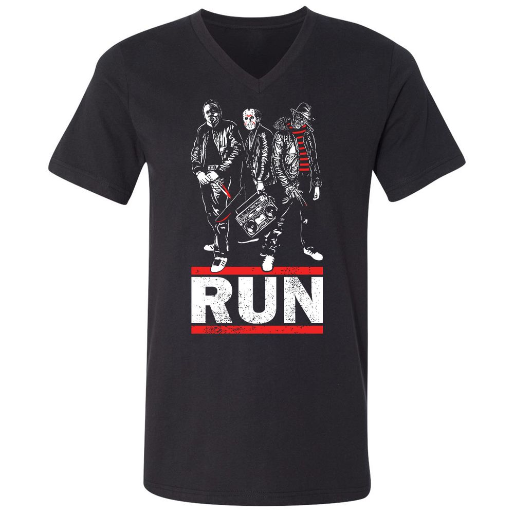 Unisex V-Neck T-Shirt - WPXJQB6R - Black - 1