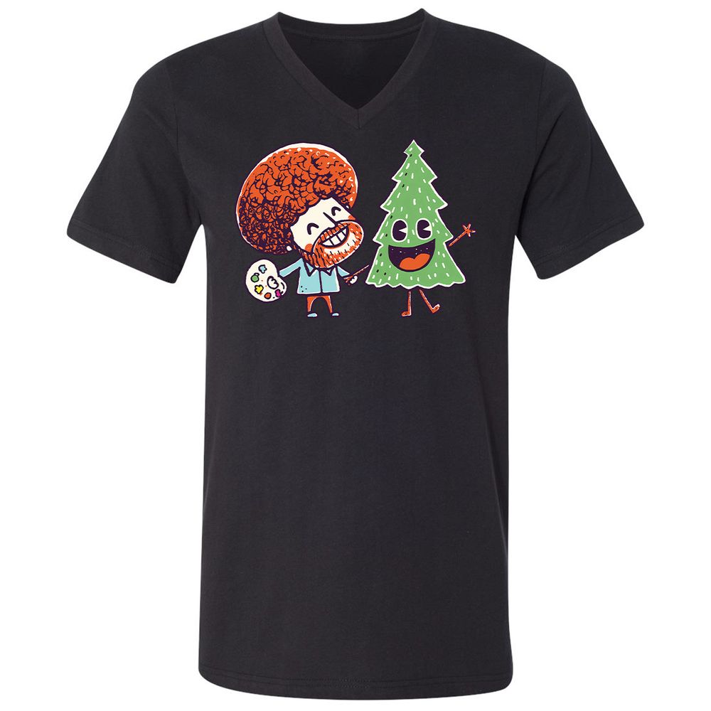 Unisex V-Neck T-Shirt - H8SKBNR3 - Black - 1