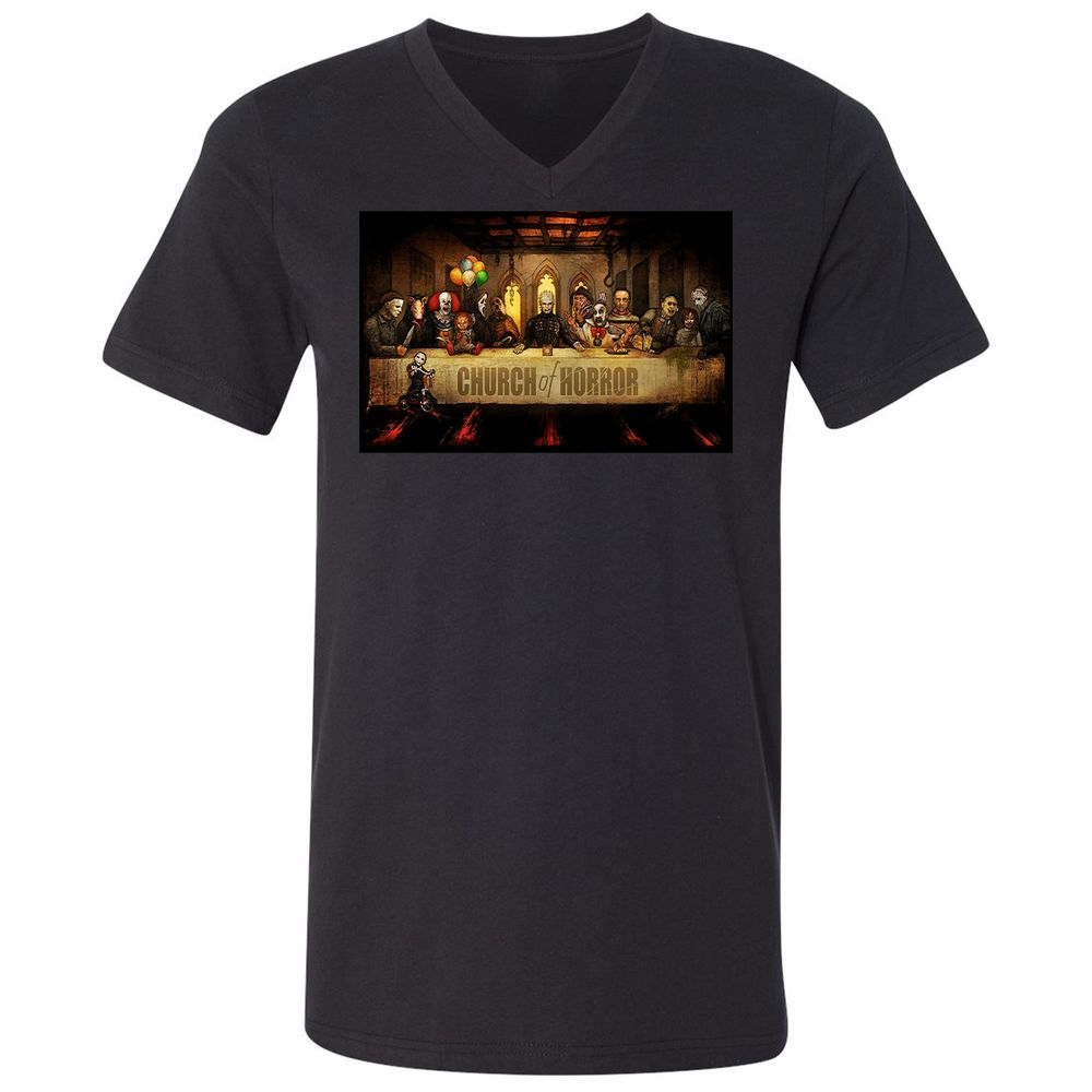 Unisex V-Neck T-Shirt - C2L6UWV1 - Black - 1