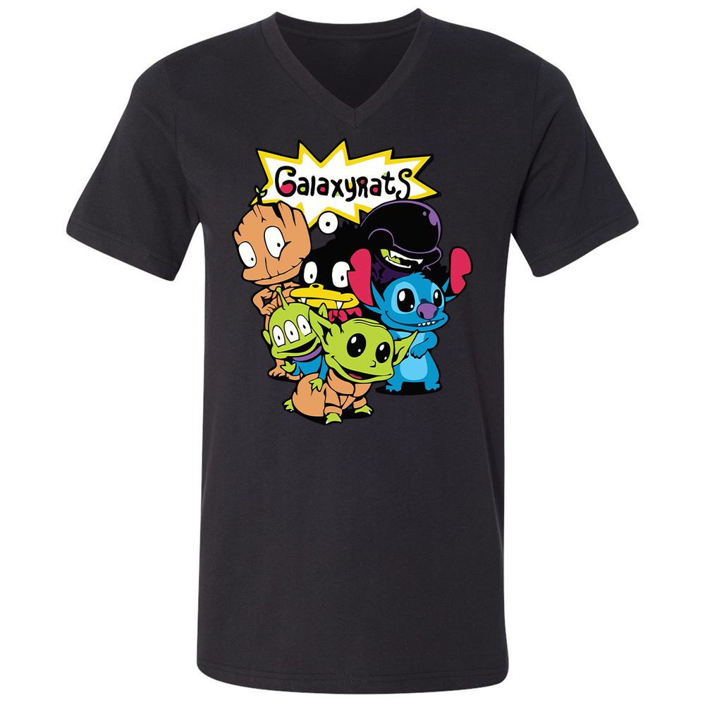 Unisex V-Neck T-Shirt - 89A7M179 - Black - 1