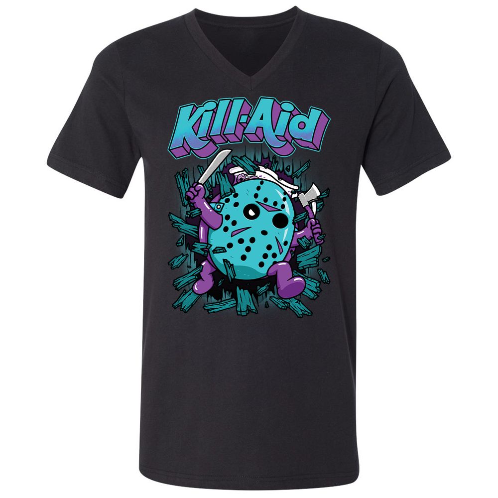 Unisex V-Neck T-Shirt - QASJDGSZ - Black - 1