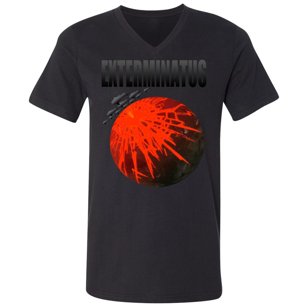 Unisex V-Neck T-Shirt - VJZCKVEC - Black - 1