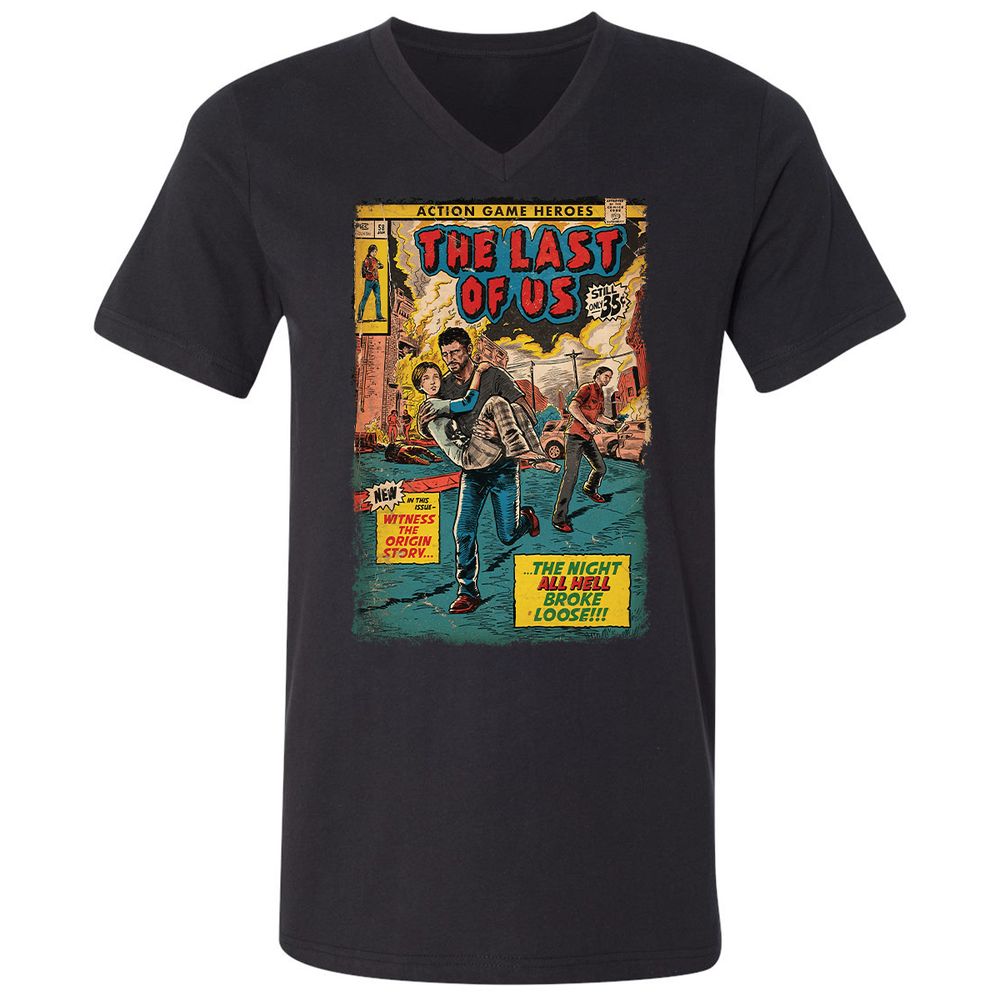 Unisex V-Neck T-Shirt - 66ESQ295 - Black - 1