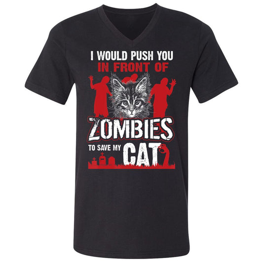 Unisex V-Neck T-Shirt - 77QDTDUV - Black - 1