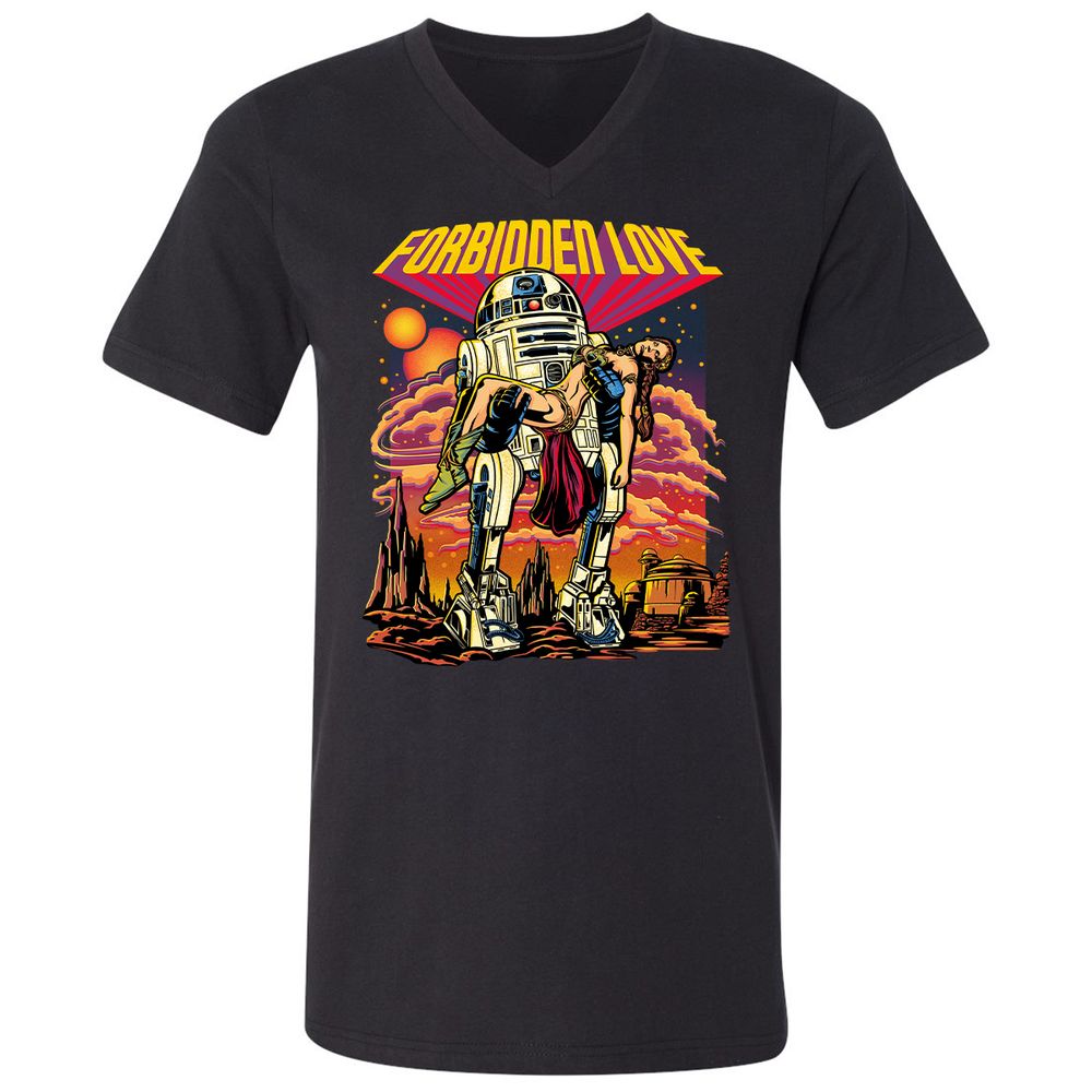 Unisex V-Neck T-Shirt - 52Q8M3QB - Black - 1