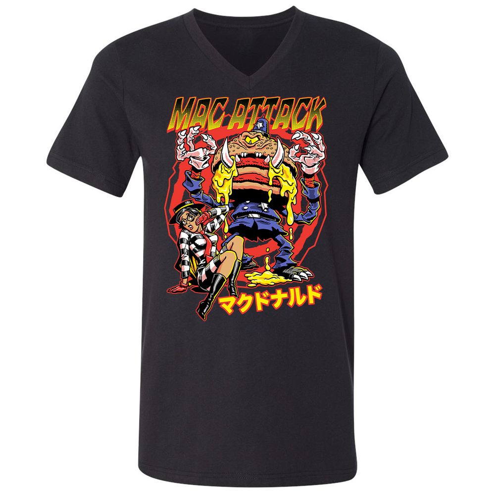 Unisex V-Neck T-Shirt - 22J7U54W - Black - 1