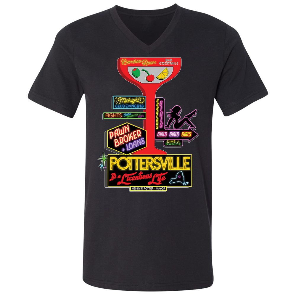 Unisex V-Neck T-Shirt - HMR5XC1A - Black - 1