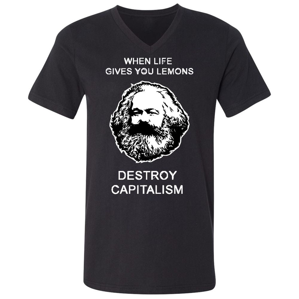 Unisex V-Neck T-Shirt - V4CQRWM8 - Black - 1