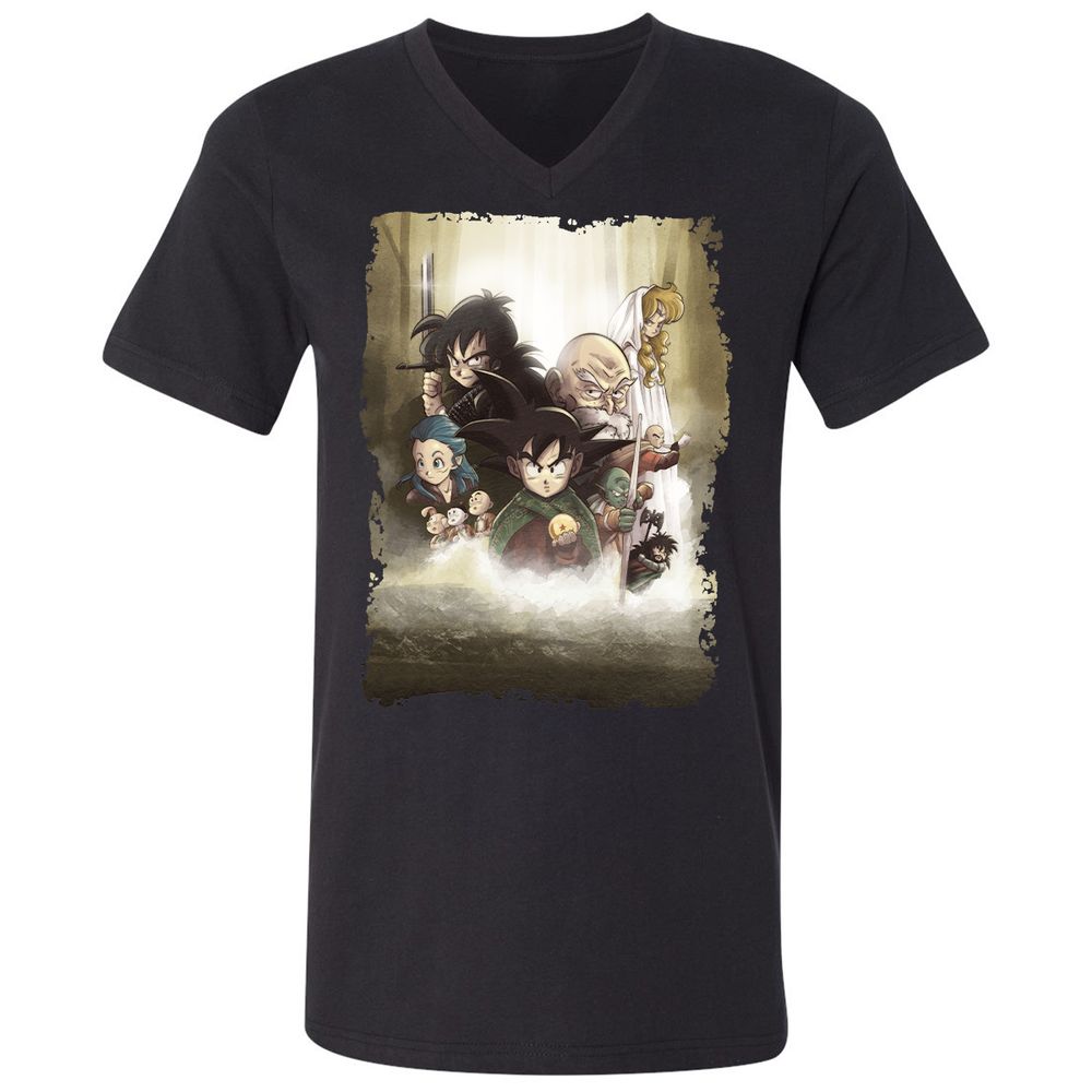 Unisex V-Neck T-Shirt - ZNUUR6J7 - Black - 1