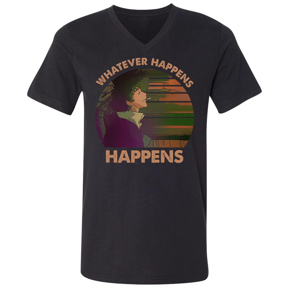 Unisex V-Neck T-Shirt - 4NBHQ3P2 - Black - 1